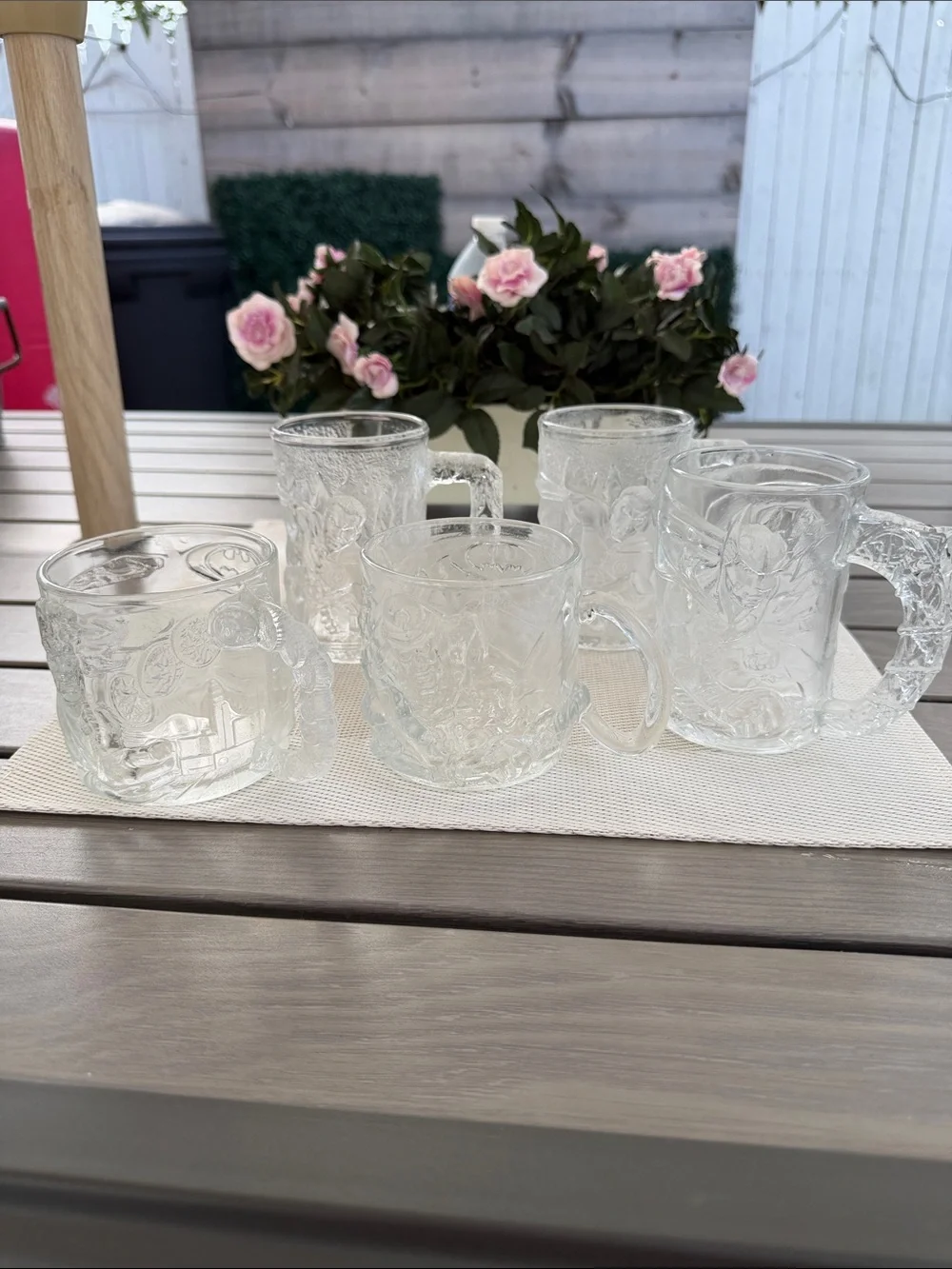 1995 McDonald’s BATMAN FOREVER DC COMICS thick glass set of 5 glass cups
